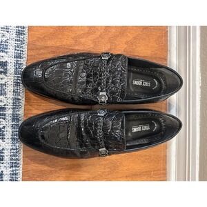 Stacy‎ Adams Alligator Print Loafers Dress Shoes Slip On Buckle Black 13W